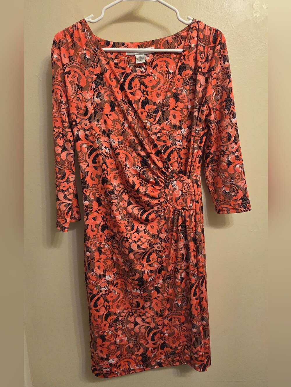 AAStudio Boho Lace Floral Reptile Print Faux Wrap Dress 6 Whimsygoth Cottagecore